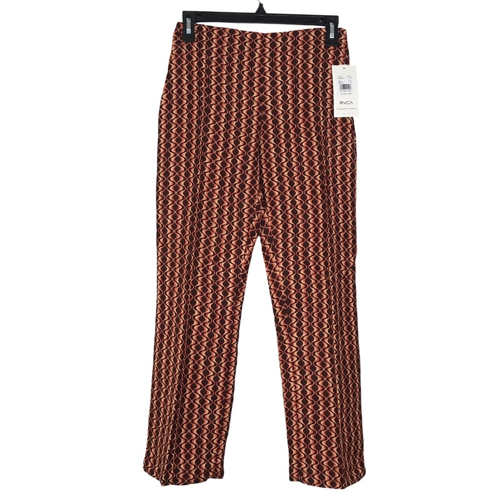 RVCA Drip Pant Women’s Size 24 Multicolor Geometric Wide Leg Side Zip Mid Rise.